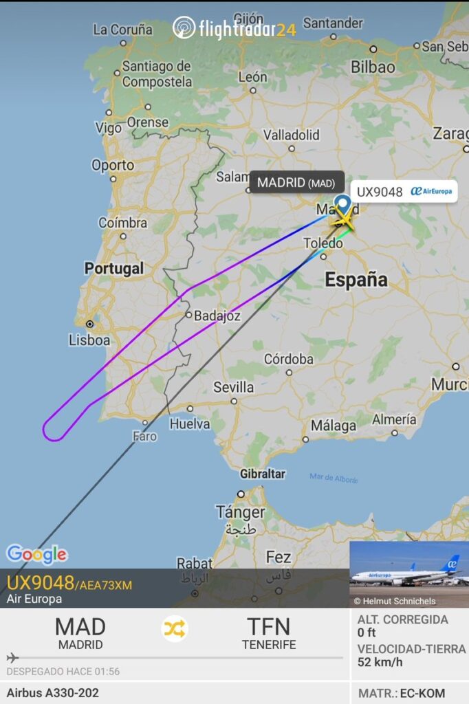 duracion del vuelo madrid tenerife