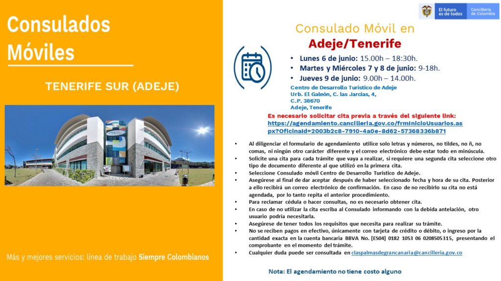 servicios del consulado colombiano en tenerife