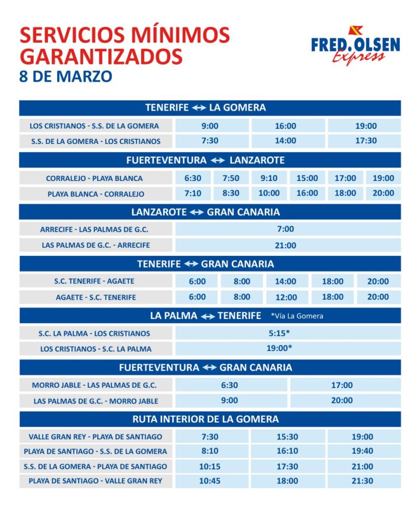 fred olsen horarios y precios
