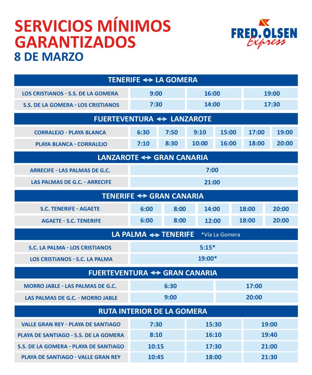 fred olsen horarios y precios